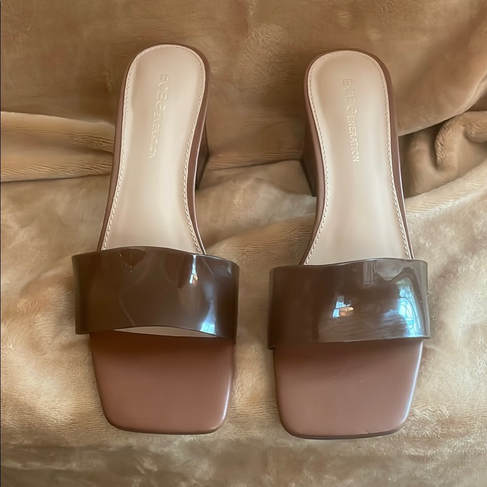 BCBGMaxAzria Brown Slide Sandals